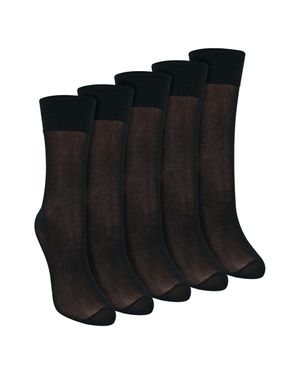 Sock Snob 5Er-Pack Damen Knöchelsocken 15 Denier Leichte Transparente Socken - Schwarz