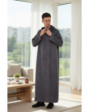 Thobez Graue Kapuzen-Eid-Marokkanische Jubba-Robe Für Herren Ramadan Eid Thobe Lfs