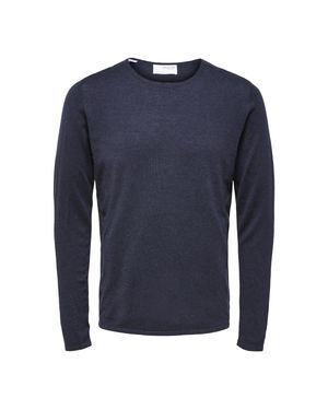 SELECTED Rocks Knit Crew Neck Dark Sapphire Von - Blau