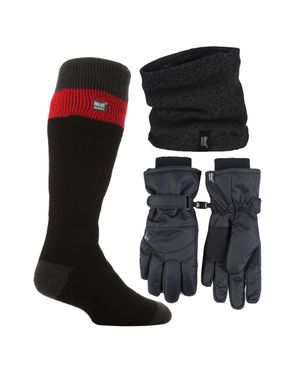 Heat Holders Herren Ski Set: Nackenwärmer, Handschuhe & Thermo-Ski-Socken Winterbekleidung - Schwarz