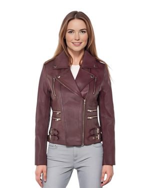 Infinity Leather Damen Leder Brando Bikerjacke-Constantia - Lila
