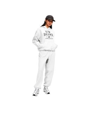 New Balance "Trackside" Kapuzenpullover Für Damen (Hellgrau) - Weiß