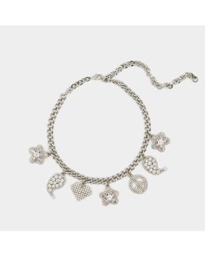 Alessandra Rich Crystal Charms Necklace - Weiß