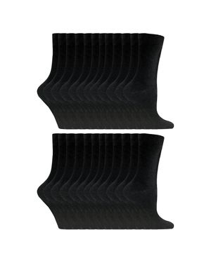 Sock Snob 24 Paar Damen Unifarbene Baumwollreiche Kniestrümpfe - Schwarz