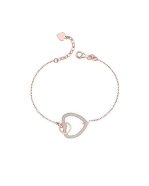 Bibei Damenarmband Aus 925Er Sterlingsilber Mit Rosévergoldeter Oberfläche Und Herz Mit Zirkonia Bipu019 - Mettallic