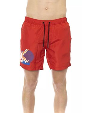 Bikkembergs Bedruckte Badeshorts Mit Elastischem Bund - Rot