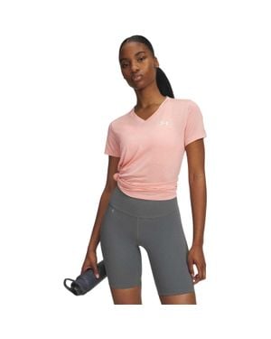Under Armour T-Shirt Für Damen, V-Ausschnitt, Lose Passform (Hellrosa) - Grau