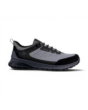 Ecco Herren-Grau Leder Wasserdichte Outdoor-Sneakerschuhe - Schwarz