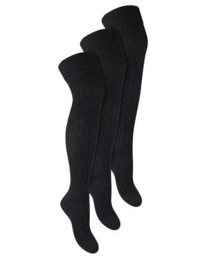 Steve Madden 3 Paar Overknee-Wollsocken Für Damen - Schwarz
