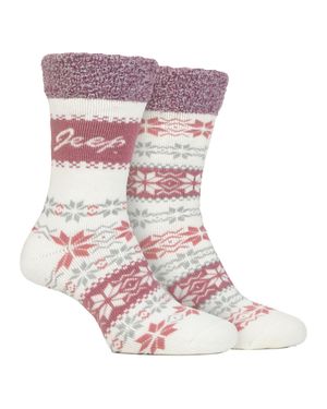 Jeep 2 Paar Thermosocken Im Fair-Isle-Muster, Warme Wintersocken - Lila
