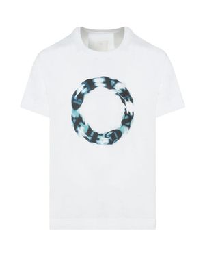 Givenchy Ubergroses Weises T-Shirt Mit Rundem Logo Von - Blau