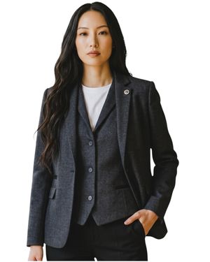 TruClothing Damen-Zweiteiliger Woll-Blazer-Blazer-Blazer-Blazer Für Frauen – Ws-1 - Schwarz
