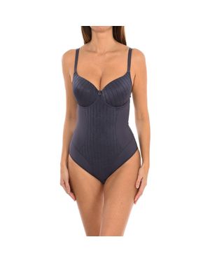 Selene Wattierter Body Mit Bügeln Für Damen, Modell Vanesa. Elegant, Bequem Und Perfekte Passform - Blau