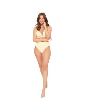 Be You Bikinihöschen Für Damen, Hoch Geschnitten (Zitrone) - Weiß