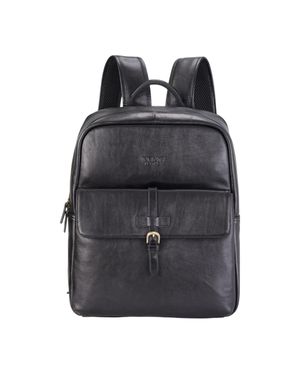 Infinity Leather Echtleder Vintage Laptop Rucksack Reisetasche - Schwarz