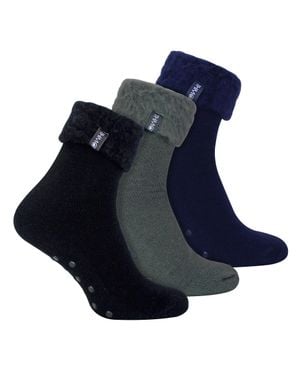 THMO 3Er-Pack Herren-Bettsocken Mit Griffen - Blau