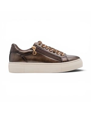 Tamaris Damen Braune Kunstleder-Fashion-Schnürschuhe