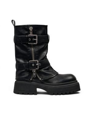Windsor Smith Windsorsmith Damen Schwarze, Dicke Plateau-Stiefel Mit Hohem Pull-On – Vendetta