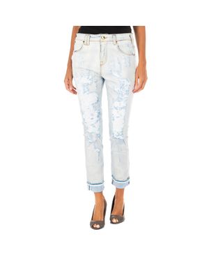 Met Lange Denim-Hose Mit Geradem Saum 10Dbf0667 Frau - Blau