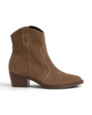 Tamaris Damen Camel Wildleder Cowboy Western Knöchelstiefel – 25702-41 - Braun