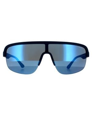 Police Semi Rimless Matte Midnight Mirrored Sonnenbrille - Blau
