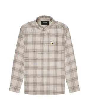 Lyle & Scott Tonal Check Langarm-Flanellhemd - Weiß