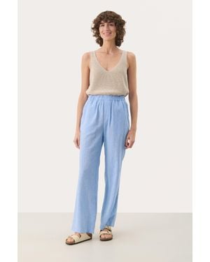 Part Two Casual Hose Gerade Passform Marina Chambrey - Blau