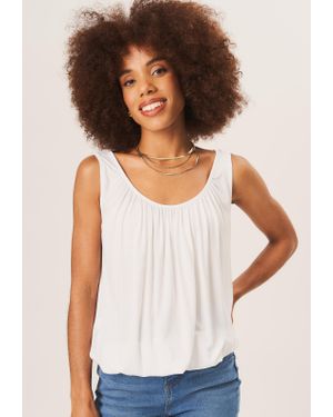 Gini London Rouse Neck Oversized Ärmelloses Top - Weiß