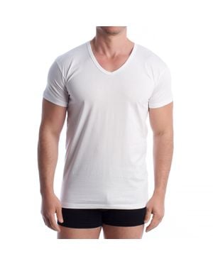 Q En Herren Kurzarm Baumwollunterhemd Q1004 - Weiß