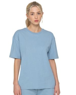 Enzo Oversized Rundhals T-Shirt - Blau