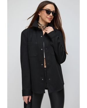 No Matter What Schwarze Taschen Oversized Slim Hemdjacke