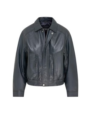 Infinity Leather Damen-Marine-Leder-Biker-Bomber-Oversize-Jacke – Blouson - Grau