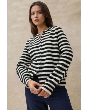 Hiccup Gestreifter Strick-Cardigan Mit Rundhalsausschnitt Und Weichem Griff - Mehrfarbig