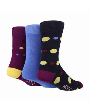 Wildfeet 3Er Pack Herren Bunte Moderne Gemusterte Bambus Business-Socken - Blau