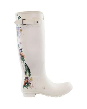 HUNTER Hohe Botanische Rücken Damen Weiße Gummistiefel