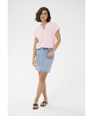 Kaffe Kurzarm-Bluse Kapauline Kurzarm-Bluse Baggy Fit - Blau