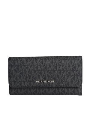Michael Kors Jet Set Travel 35S8Gtvf7L Lange Lederbrieftasche Für Damen - Schwarz
