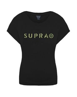 Supra Kurzarm Rund Hals Schwarze Damen All Caps T-Shirt 192225 010