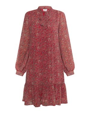 Usha Midikleid Mit Floralem Print Damen Rot Mehrfarbig
