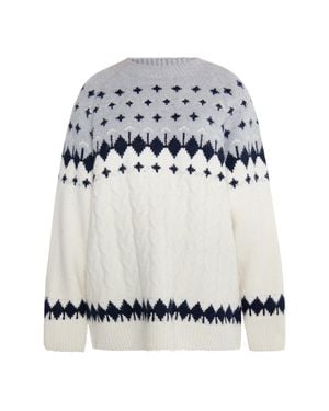 Usha Strickpullover Damen Weiss Mehrfarbig - Grau