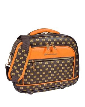 Infinity Leather Braune Kosmetiktasche - Orange