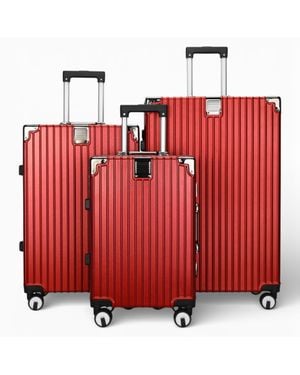 Infinity Leather Hardshell Koffer Dual 4 Wheel Abs Gepäck Kabinenkoffer - Rot