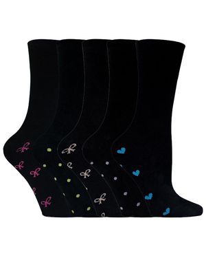 Sock Snob 5 Paar Schwarze Damensocken Mit Herz Und Schleifen