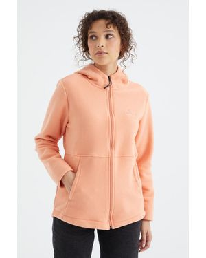 TOMMY LIFE Damen Kapuzensweatshirt Mit Reißverschluss - Orange