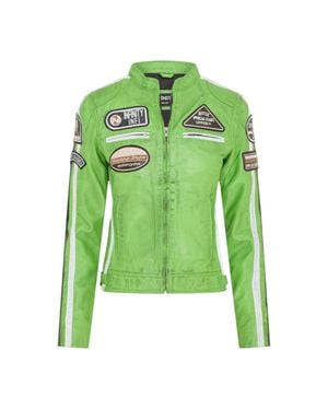 Infinity Leather Damen-Biker-Rennabzeichen Grüne Lederjacke-Incheon