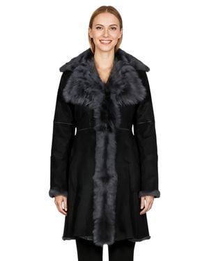 Infinity Leather Grauer Damen-Trenchcoat Aus Toskanischem Schafveloursleder – Celeste - Schwarz