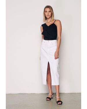 Bianco Lucci Kleid Mit Patchwork-Muster Und Schlitz Vorne - Weiß