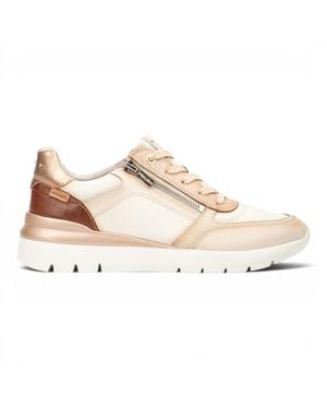 Pikolinos Damen Weiße Ledersneakers Trainerschuhe – Cantabria - Pink