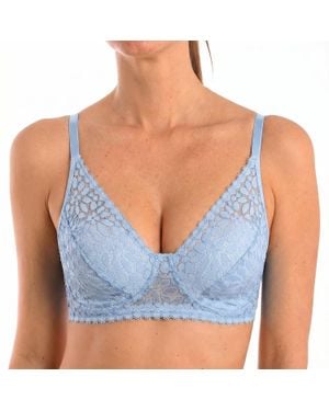 DIM Damen Blumen Spitze Triangle-Bh, Kabellos - Blau