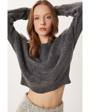 Happiness İstanbul Weicher Strukturierter Strickpullover - Schwarz